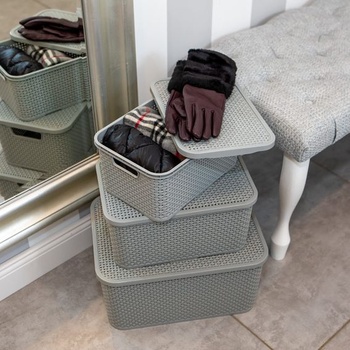 BranQ - Univerzální multifunkční košík Home Essential v ratanovém designu, velikost M 10 l, plast