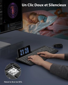 Bezdrátová klávesnice TECURS, 2,4 GHz, AZERTY, francouzská, s