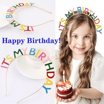 1dílná kovová narozeninová korunka s motivem „It's My Birthday“ pro ženy a dívky, princeznovský