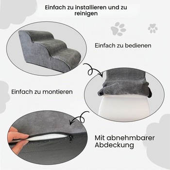 Schody pro domácí mazlíčky pro malé psy a kočky - Pohodlný zakřivený design, vodotěsný potah,
