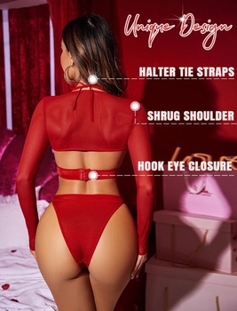 Avidlove Rave Outfits pro ženy Sexy body spodní prádlo sada spodního prádla body velikost S červená