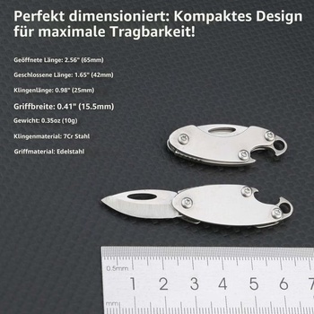 Sada 2 skladacích vreckových nožov, olivový tvar, 42 mm zatvorené, čepeľ 25 mm z ocele 7Cr, otvárač na