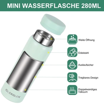 Mini termoska 280ml, dvoustěnná, přenosná, mátová