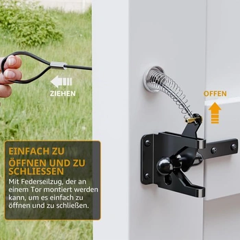 Automatický zámek na zahradní branku, ocel černá, 1 kus