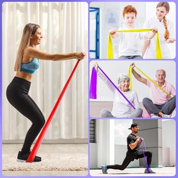 Fitness gumy, sada odporových gúm 1,5 m, cvičebná guma so 4 úrovňami odporu pre jogu, pilates,