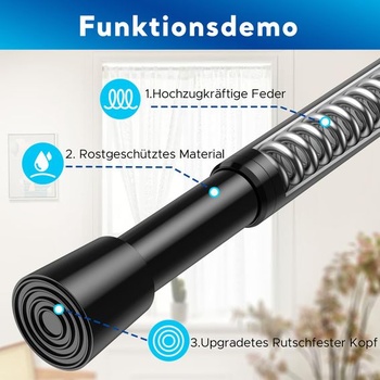 Teleskopická upínacia tyč 70-100cm, Ø 16 mm, upínacia tyč na záclony, čierna, na dvere, okná, čierna