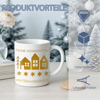 Samolepky na rub (4 kusy) Zlaté samolepky s nápisom Veselé Vianoce