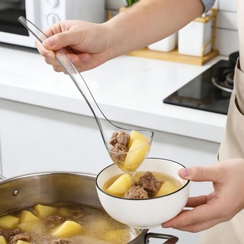 Sada 2 plastových dierovacích naberačiek Cabilock, priehľadná, 33,5 cm, s rukoväťou