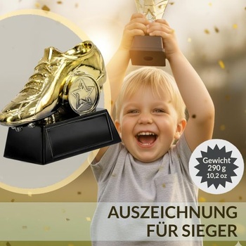 Larius Zlatá trofej za kopačku (8 cm, 290 g) – Fotbalová trofej s volitelným gravírováním – Trofej