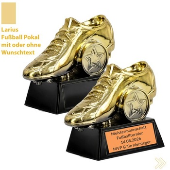 Larius Zlatá trofej za kopačku (8 cm, 290 g) – Futbalová trofej s voliteľným gravírovaním – Trofej