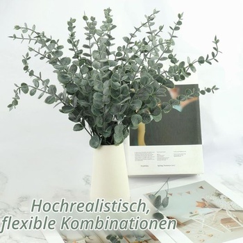 30 umělých větviček eukalyptu, dekorativní mini zelené listy pro tvoření, 38 cm