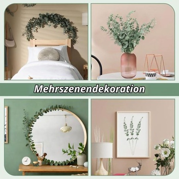 30 umělých větviček eukalyptu, dekorativní mini zelené listy pro tvoření, 38 cm