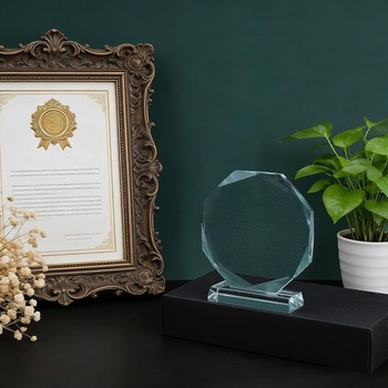 FINGERINSPIRE Elegantná krištáľová trofej osemhranná K9 krištáľová sklenená priehľadná sklenená