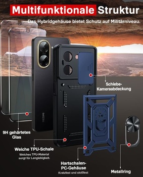 Ochranné puzdro LeYi pre Xiaomi Redmi A5 4G [2 ochranné sklenené fólie], vojenské ochranné