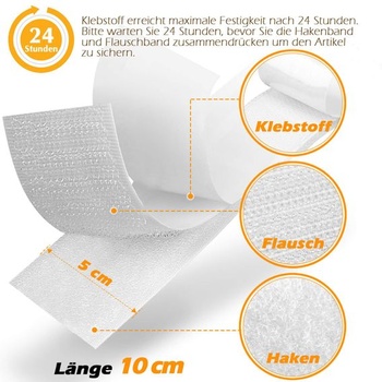 Samolepiace páska na suchý zips Blooven, 20 kusov, 50 x 100 mm, extra silná, obojstranne lepiaca sa