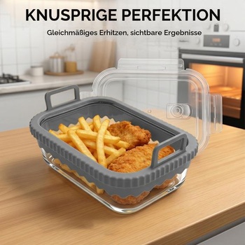 Sklenená zapekacia miska do teplovzdušnej fritézy, sklenená zapekacia miska s pokrievkou, pre Ninja