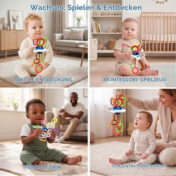 Senzorická Montessori hračka pro miminka, tahací hračka pro miminka, od 18 měsíců