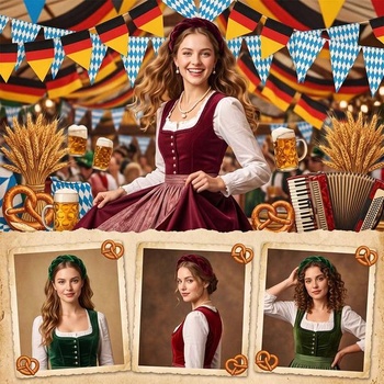Pletená tradičná čelenka pre ženy, doplnky na Oktoberfest, ozdoby do vlasov