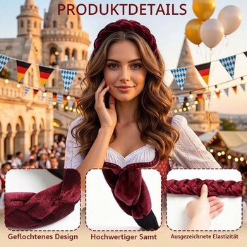 Pletená tradičná čelenka pre ženy, doplnky na Oktoberfest, ozdoby do vlasov