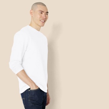 Pánske tričko s dlhým rukávom Amazon Essentials, regular fit M, biele bez vreciek