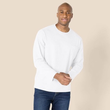 Pánske tričko s dlhým rukávom Amazon Essentials, regular fit M, biele bez vreciek