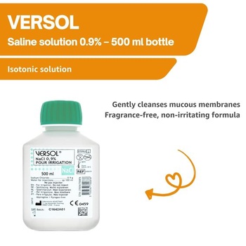 VERSOL® NaCl 0,9 % – 500 ml Izotonický fyziologický roztok – Jemný roztok pre nosový výplach,