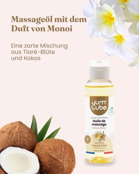 Yum'Lube | Masážny olej Monoi - Prírodný masážny olej - Vyrobené vo Francúzsku - Masážne oleje a