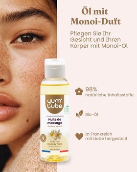 Yum'Lube | Masážny olej Monoi - Prírodný masážny olej - Vyrobené vo Francúzsku - Masážne oleje a