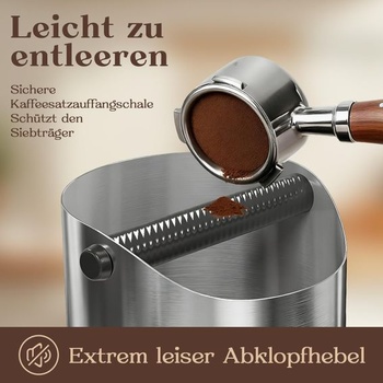 Nerezový knock box na portafiltre, 1,6 l. Profesionálny knock box na espresso s odnímateľnou