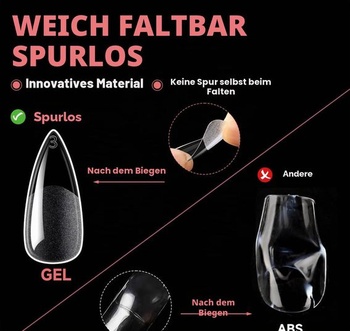 UNA GELLA Stiletto Medium Tips na nechty, 312 kusov Mäkké gélové tipy 312 Medium Stiletto