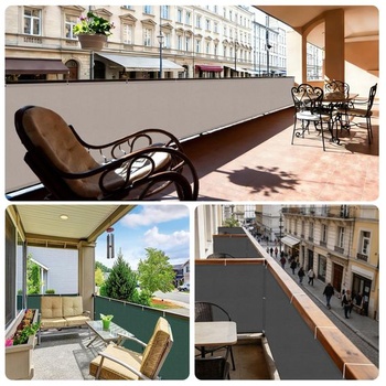 Zástena na balkón Sunnylaxx 90x300cm, svetlo šedá, s káblovými sťahovacími páskami 0,9x3m