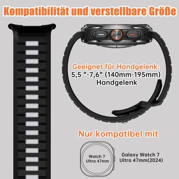 Kompatibilný s Samsung Galaxy Watch Ultra 2/Ultra Band 47mm čierna/sivá
