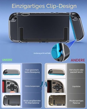 FYOUNG Pouzdro a sada příslušenství pro Switch 2 s krytkami joysticku - křišťálově čirý pevný kryt,