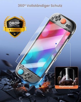 FYOUNG Puzdro a sada príslušenstva pre Switch 2 s krytkami joysticku - krištáľovo číry pevný kryt,