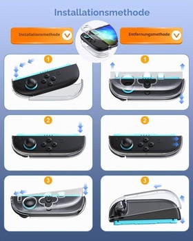 FYOUNG Pouzdro a sada příslušenství pro Switch 2 s krytkami joysticku - křišťálově čirý pevný kryt,