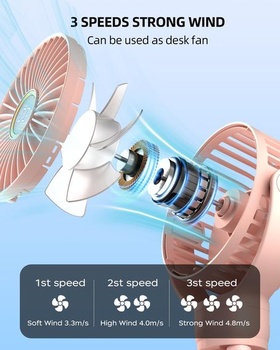 Ventilátor do kočárku KIDEE, ventilátor do kočárku s LED displejem, 3 rychlosti, dobíjecí přes USB,