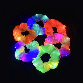 10 LED gumiček do vlasů, dívčí svítící vlasové doplňky, svítící náramky, LED vlasové pásky, svítící
