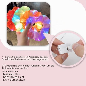10 LED gumiček do vlasů, dívčí svítící vlasové doplňky, svítící náramky, LED vlasové pásky, svítící
