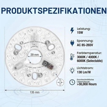 Súprava na dodatočnú montáž 5,3-palcového LED stropného ventilátora 15W pre stropné svietidlo