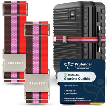 Popruh na batožinu TRAVELY Premium s kovovou sponou [sada 2…