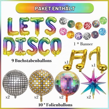 Dekorácia na disko guľu s balónikmi a disko guľou - 20 kusov, párty dekorácie
