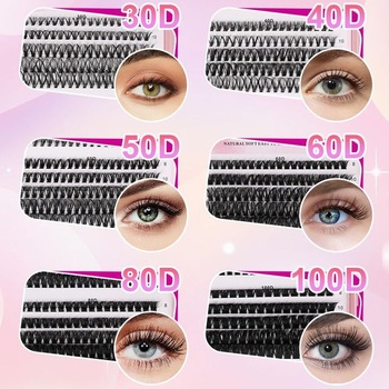 Aomig Sada predlžovania rias 572 ks DIY zhlukové riasy 8-16 mm dĺžka mix 5 dĺžok ekologický materiál