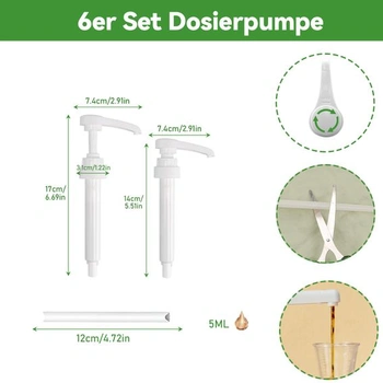 Pumpa na 6 lahviček, dávkovací nástavec 5 ml, závit 28–400 mm, bez BPA, závit 28–400 mm