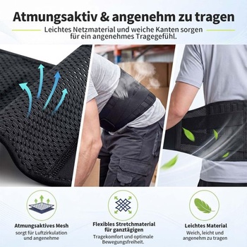Bedrová opierka CAMBIVO pre mužov a ženy, chrbtová ortéza s 9 podperami, čierna, M