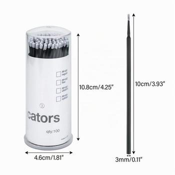 G2PLUS 200 jednorazových mikrokefiek na predlžovanie rias: čierne, 10 cm, 200
