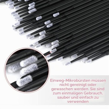 G2PLUS 200 jednorazových mikrokefiek na predlžovanie rias: čierne, 10 cm, 200
