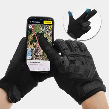 Motocyklové rukavice čierne, 1 pár, dotykové, na turistiku a lov | Polyester, veľkosť L, obvod