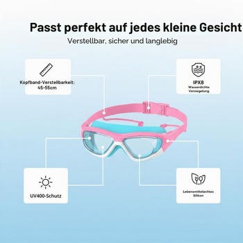 Detské plavecké okuliare unisex (3-14 rokov) HD proti zahmlievaniu jedna veľkosť modrá + ružovočervená