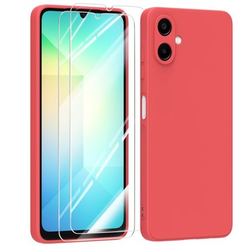 Silikónový TPU kryt pre Samsung Galaxy A06 4G s ochranou displeja, červený