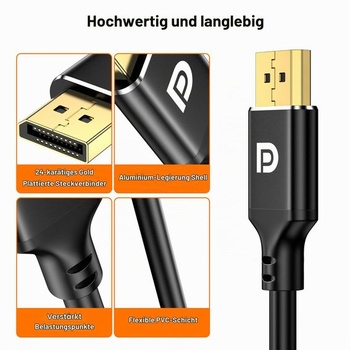 Kábel 4K DisplayPort na HDMI, 2m jednosmerný, DisplayPort z počítača na HDMI monitor, DP 1.2 na